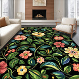 Ultra Soft Area Rug, Non Slip, Stain Resistant, Washable Area Rugs for Living Room, Bedroom, Maximalist Botanical Bloom Composition(Red)
