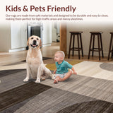 Ultra Soft Area Rug, Non Slip, Stain Resistant, Washable Area Rugs for Living Room, Bedroom, Contemporary Fluid Circle Aesthetic(Gray)