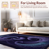 Ultra Soft Area Rug, Non Slip, Stain Resistant, Washable Area Rugs for Living Room, Bedroom, Deep Sea Creature Tentacle Carpet With Artistic Swirl Pattern For Home(Purple)