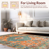 Ultra Soft Area Rug, Non Slip, Stain Resistant, Washable Area Rugs for Living Room, Bedroom, Striking Retro Geometric Fusion(Orange)