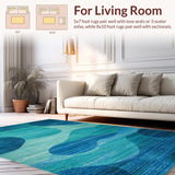 Ultra Soft Area Rug, Non Slip, Stain Resistant, Washable Area Rugs for Living Room, Bedroom, Nautical Sea Life Area Rug Featuring Abstract Seahorse and Marine Blue Gradient(Blue)