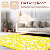 Ultra Soft Area Rug, Non Slip, Stain Resistant, Washable Area Rugs for Living Room, Bedroom, Stylish Minimalist Yellow Accent(Yellow)