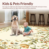 Ultra Soft Area Rug, Non Slip, Stain Resistant, Washable Area Rugs for Living Room, Bedroom, Boho Floral Entrance Runner Non Slip Indoor Hallway(Beige)