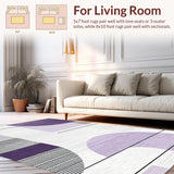 Ultra Soft Area Rug, Non Slip, Stain Resistant, Washable Area Rugs for Living Room, Bedroom, Chic Semicircle Gray Tones(Purple)