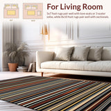 Ultra Soft Area Rug, Non Slip, Stain Resistant, Washable Area Rugs for Living Room, Bedroom, Minimalist Graphic Pattern Play(Brown)