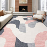 Ultra Soft Area Rug, Non Slip, Stain Resistant, Washable Area Rugs for Living Room, Bedroom, Sleek Modern Curvilinear Arrangement(White)