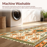 Ultra Soft Area Rug, Non Slip, Stain Resistant, Washable Area Rugs for Living Room, Bedroom, Dark Orange and Green Dorm Rug for Cozy Spaces(Beige)