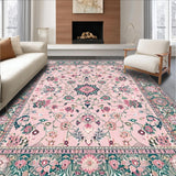 Ultra Soft Area Rug, Non Slip, Stain Resistant, Washable Area Rugs for Living Room, Bedroom, Lush Blush-Infused Rustic Aesthetic(Pink)