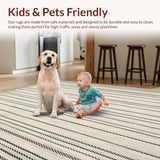 Ultra Soft Area Rug, Non Slip, Stain Resistant, Washable Area Rugs for Living Room, Bedroom, Natural Lines Beige/Black Abstract(Beige)