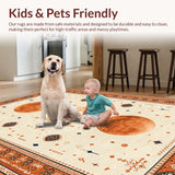 Ultra Soft Area Rug, Non Slip, Stain Resistant, Washable Area Rugs for Living Room, Bedroom, Lively Tropical Trellis Artistry(Orange)