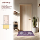 Ultra Soft Area Rug, Non Slip, Stain Resistant, Washable Area Rugs for Living Room, Bedroom, Sophisticated Pastel Floral Touch(Purple)