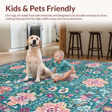 Ultra Soft Area Rug, Non Slip, Stain Resistant, Washable Area Rugs for Living Room, Bedroom, Contemporary Light Pink Ogee Pattern(Blue)