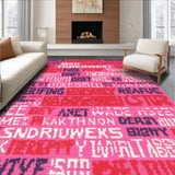 Ultra Soft Area Rug, Non Slip, Stain Resistant, Washable Area Rugs for Living Room, Bedroom, Bold Whimsical Script Design(Pink)