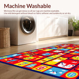 Ultra Soft Area Rug, Non Slip, Stain Resistant, Washable Area Rugs for Living Room, Bedroom, Dynamic Rainbow Animal Illustrations(Red)