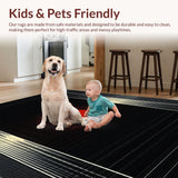 Ultra Soft Area Rug, Non Slip, Stain Resistant, Washable Area Rugs for Living Room, Bedroom, Vibrant Retro Sound Wave Design(Black)