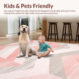 Ultra Soft Area Rug, Non Slip, Stain Resistant, Washable Area Rugs for Living Room, Bedroom, Serene Elegant Neutral Tones Design(Pink)