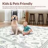 Ultra Soft Area Rug, Non Slip, Stain Resistant, Washable Area Rugs for Living Room, Bedroom, Rustic Elegant Floral Arrangement(White)