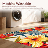 Ultra Soft Area Rug, Non Slip, Stain Resistant, Washable Area Rugs for Living Room, Bedroom, Modern Botanical Color Explosion(Red)
