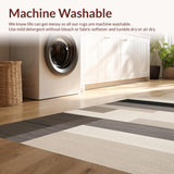 Ultra Soft Area Rug, Non Slip, Stain Resistant, Washable Area Rugs for Living Room, Bedroom, Dynamic Earthtone Linear Motif(Beige)