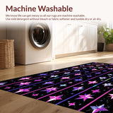 Ultra Soft Area Rug, Non Slip, Stain Resistant, Washable Area Rugs for Living Room, Bedroom, Dynamic Multi-Hued Star Design(Pink)