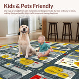 Ultra Soft Area Rug, Non Slip, Stain Resistant, Washable Area Rugs for Living Room, Bedroom, Lively City Grid Exploration Mat(Gray)