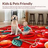 Ultra Soft Area Rug, Non Slip, Stain Resistant, Washable Area Rugs for Living Room, Bedroom, Fresh Contemporary Fruit Design(Red)
