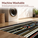 Ultra Soft Area Rug, Non Slip, Stain Resistant, Washable Area Rugs for Living Room, Bedroom, Artistic Bold Zebra Print Style(Black)