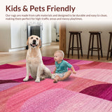 Ultra Soft Area Rug, Non Slip, Stain Resistant, Washable Area Rugs for Living Room, Bedroom, Coquette Bow Carpet with Subtle Uno Reverse Design and Pink Colorway(Purple)