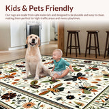 Ultra Soft Area Rug, Non Slip, Stain Resistant, Washable Area Rugs for Living Room, Bedroom, Charming Organic Botanical Design(White)