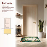 Ultra Soft Area Rug, Non Slip, Stain Resistant, Washable Area Rugs for Living Room, Bedroom, Tropical Flora Abstract Motif(Beige)