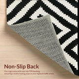 Ultra Soft Area Rug, Non Slip, Stain Resistant, Washable Area Rugs for Living Room, Bedroom, Bold Black & White Chevron Weave Rug Geometric Porch Decor(Black)