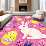Ultra Soft Area Rug, Non Slip, Stain Resistant, Washable Area Rugs for Living Room, Bedroom, Enchanting Egg-Centric Design(Pink)