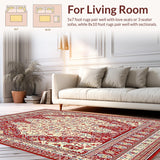 Ultra Soft Area Rug, Non Slip, Stain Resistant, Washable Area Rugs for Living Room, Bedroom, Geometric Red Beige(Red)