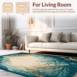 Ultra Soft Area Rug, Non Slip, Stain Resistant, Washable Area Rugs for Living Room, Bedroom, Coastal Starfish Beige Dark Turquoise Ocean Life Accent(Blue)