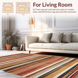 Ultra Soft Area Rug, Non Slip, Stain Resistant, Washable Area Rugs for Living Room, Bedroom, Elegant Rustic Multitonal Composition(Red)