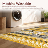 Ultra Soft Area Rug, Non Slip, Stain Resistant, Washable Area Rugs for Living Room, Bedroom, Contemporary Textured Ogee Style(Gold)