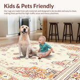 Ultra Soft Area Rug, Non Slip, Stain Resistant, Washable Area Rugs for Living Room, Bedroom, Boho Inspired Stair Landing Area with Secure Grip for Wood Step Decor(Beige)