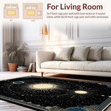 Ultra Soft Area Rug, Non Slip, Stain Resistant, Washable Area Rugs for Living Room, Bedroom, Striking Gothic Ethereal Style(Black)