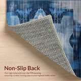 Ultra Soft Area Rug, Non Slip, Stain Resistant, Washable Area Rugs for Living Room, Bedroom, Minimalist Blue and Gray Fusion(Blue)