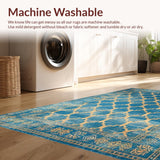 Ultra Soft Area Rug, Non Slip, Stain Resistant, Washable Area Rugs for Living Room, Bedroom, Rustic Oceanic Tiled Arrangement(Blue)