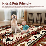Ultra Soft Area Rug, Non Slip, Stain Resistant, Washable Area Rugs for Living Room, Bedroom, Native American Inspired Design(Brown)