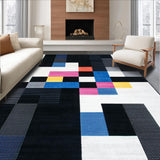 Ultra Soft Area Rug, Non Slip, Stain Resistant, Washable Area Rugs for Living Room, Bedroom, Sleek Abstract Linear Motif(Black)