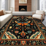 Ultra Soft Area Rug, Non Slip, Stain Resistant, Washable Area Rugs for Living Room, Bedroom, Nature-Inspired Floral Harmony(Black)