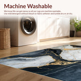 Ultra Soft Area Rug, Non Slip, Stain Resistant, Washable Area Rugs for Living Room, Bedroom, Minimalist Abstract Swirl Artistry(Black)