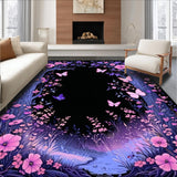 Ultra Soft Area Rug, Non Slip, Stain Resistant, Washable Area Rugs for Living Room, Bedroom, Serene Garden-Inspired Atmosphere(Purple)
