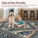 Ultra Soft Area Rug, Non Slip, Stain Resistant, Washable Area Rugs for Living Room, Bedroom, Dark Gray Contemporary Geometric Charm(Black)