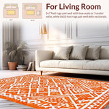 Ultra Soft Area Rug, Non Slip, Stain Resistant, Washable Area Rugs for Living Room, Bedroom, Stylish Abstract Orange Arrangement(Orange)