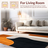 Ultra Soft Area Rug, Non Slip, Stain Resistant, Washable Area Rugs for Living Room, Bedroom, Black Orange Brown Abstract Geometric Shape Washable Area Rug(Orange)