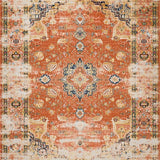 Ultra Soft Area Rug, Non Slip, Stain Resistant, Washable Area Rugs for Living Room, Bedroom, Vintage Distressed Earthy Tones(Orange)