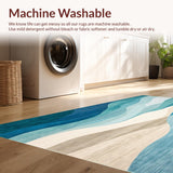 Ultra Soft Area Rug, Non Slip, Stain Resistant, Washable Area Rugs for Living Room, Bedroom, Tranquil Oasis Scatter Abstract Ocean Wave Area(Blue)